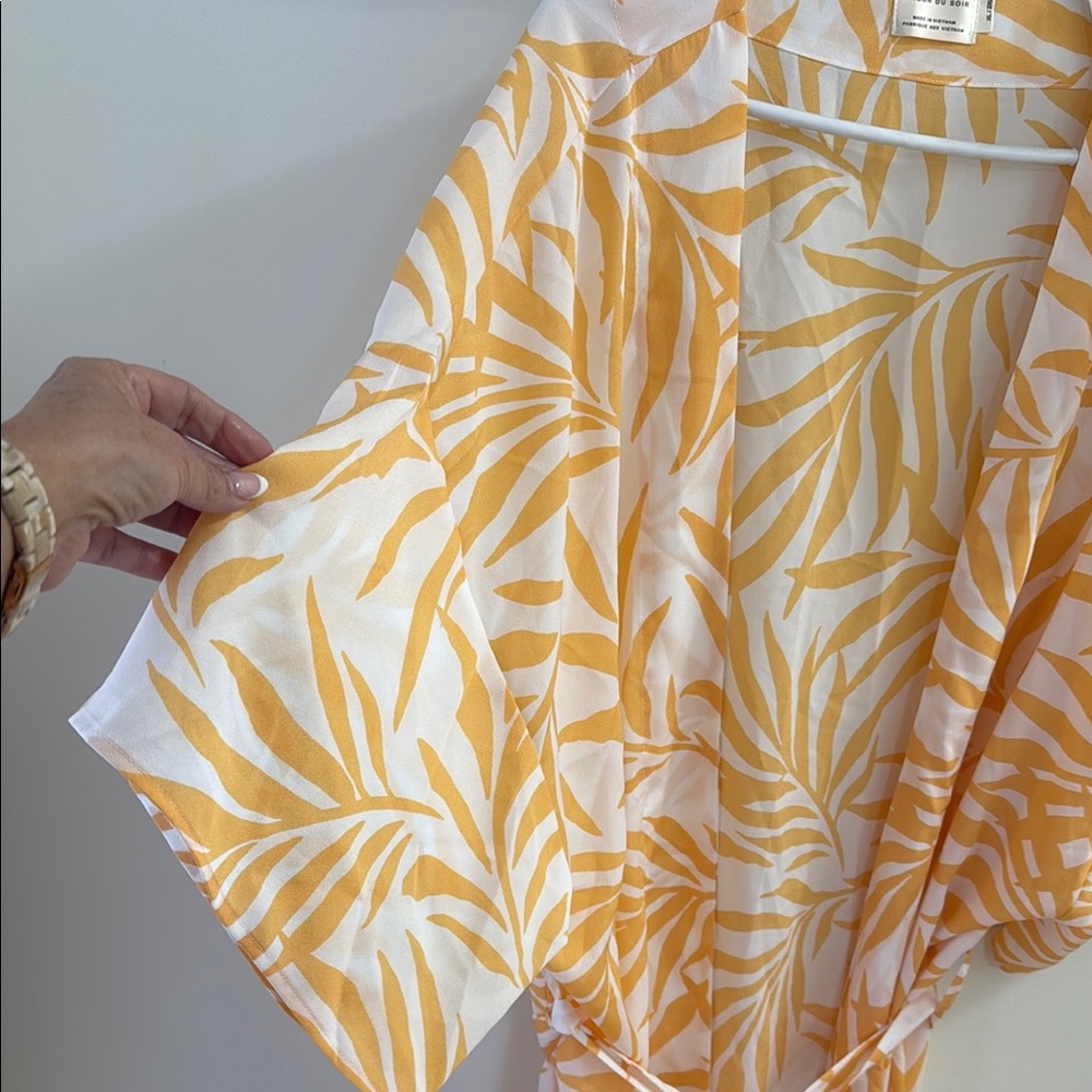 Maison Du Soir Summer Apricot & White Robe with matching sleep mask. XL/2XL EUC - Picture 3 of 7